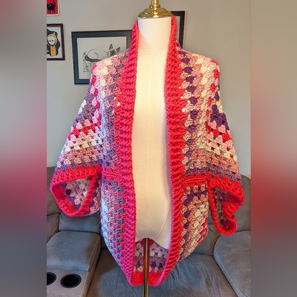 NEW, Crochet granny square cardigan, handmade, Size MED-Large - Picture 2 of 4